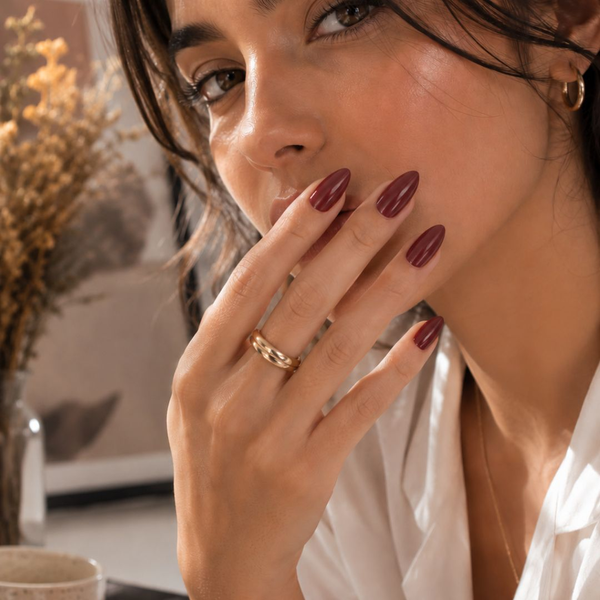 Wine shade almond shaped press-on nails