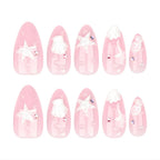 Pale pink Soul Struck press-on nails with white ocean-inspired shell and coral nail art.3