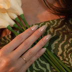 Soul Struck milky white press-on nails with a glossy sheer finish