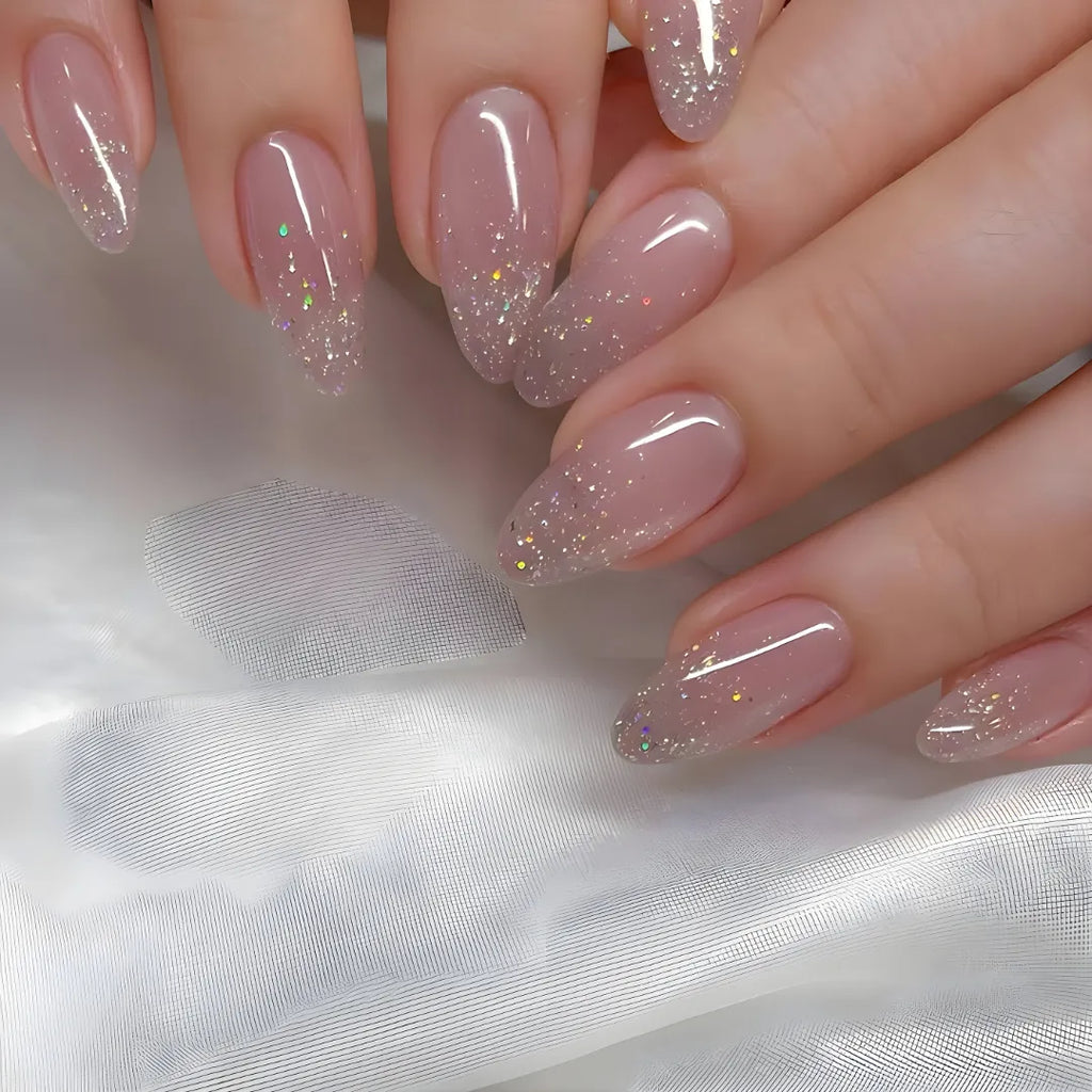 Pink glittery Press-on nails 