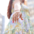 white and pink floral square shape press-on by Soul Struck