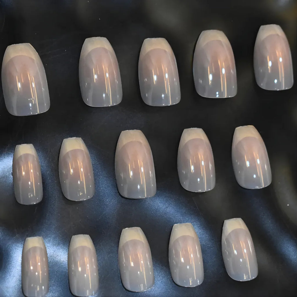 Elegant Nude french stick-on nails for everyday use