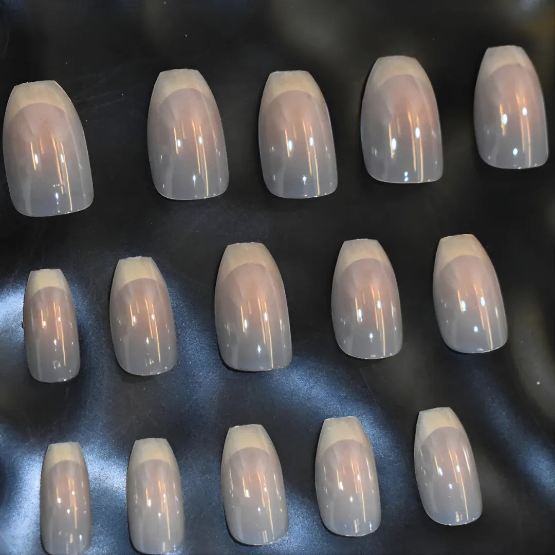 Elegant Nude french stick-on nails for everyday use