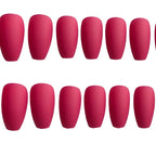 Reusable matte fuchsia coffin press-on nails for a bold everyday look by Soul Struck.