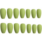 Classic matte neon green square shaped press-on nails with a smooth, non-glossy finish for ultimate summer look