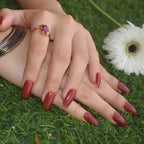 Soul Struck classic red reusable press-on nails featuring a glossy finish and square shape for an elegant everyday manicure.