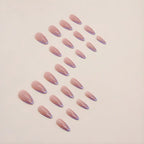 Lavender almond-shaped press-on nails with glossy finish and subtle curved detailing, reusable fake nails and easy stick-on nail extensions for women by Soul Struck