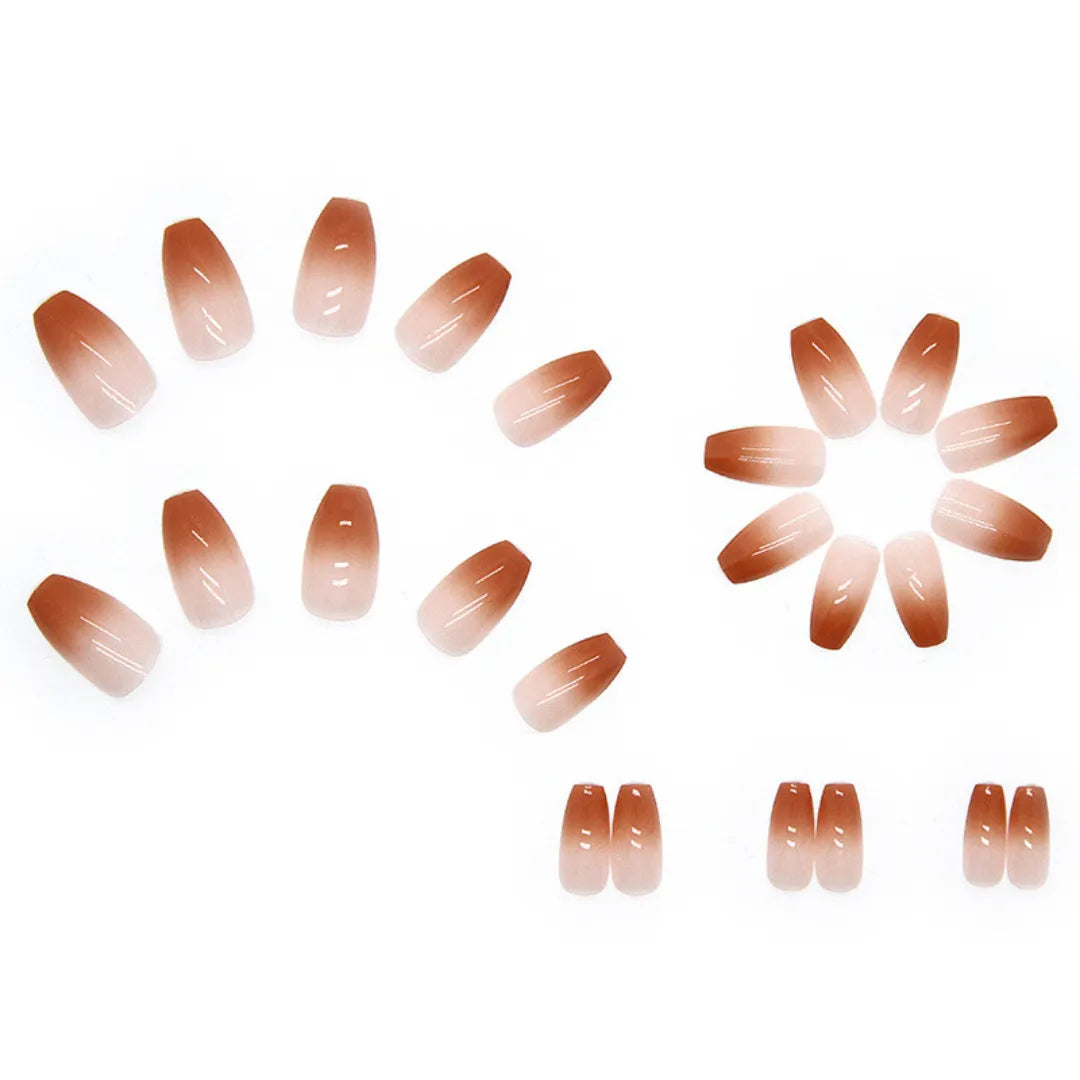 brown ombre oval press-ons by Soul Struck