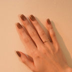 Medium square-shaped chocolate brown shimmer press-on nails with a glossy salon-quality finish